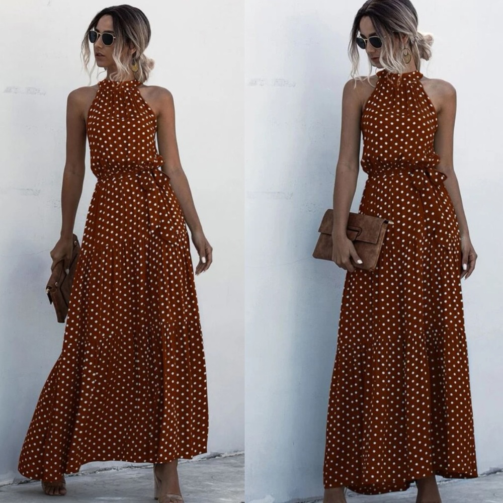 Boho gypsy dot halter maxi dress - Picture 2 of 10